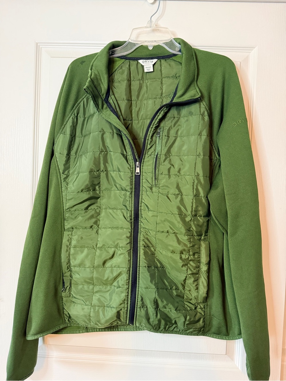 Orvis Olive Green Quilted & Fleece Hybrid Jacket